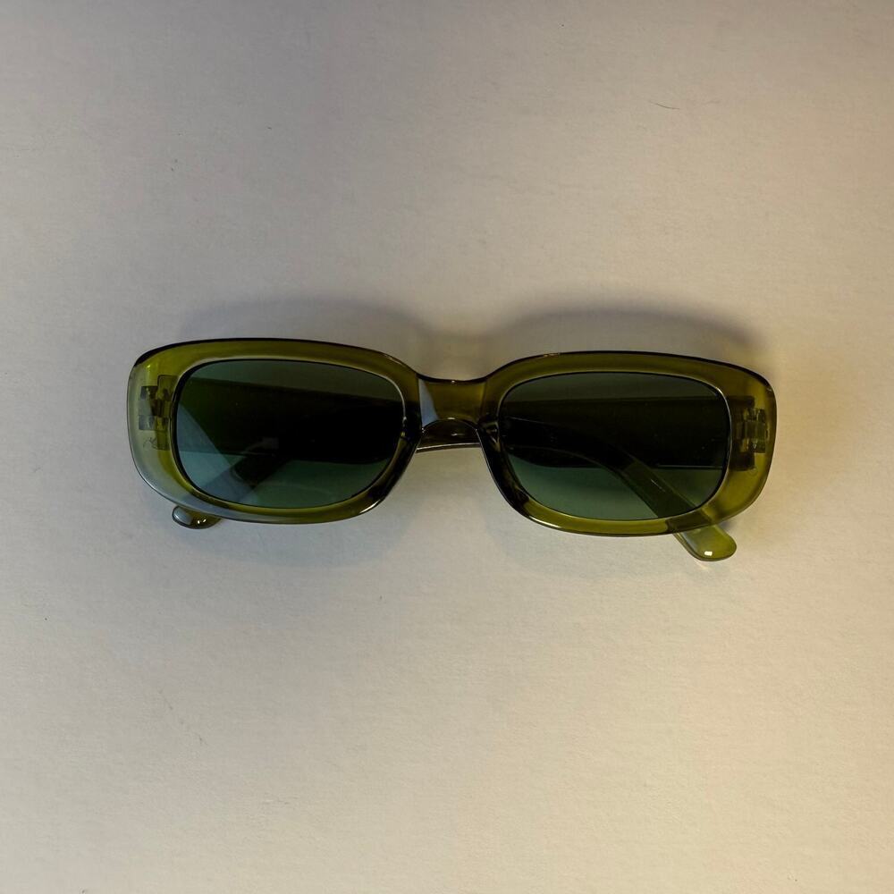 Y2K Green Clout Goggles Rounded Square Sunglasses Unisex Retro UVA UVB - Picture 7 of 8